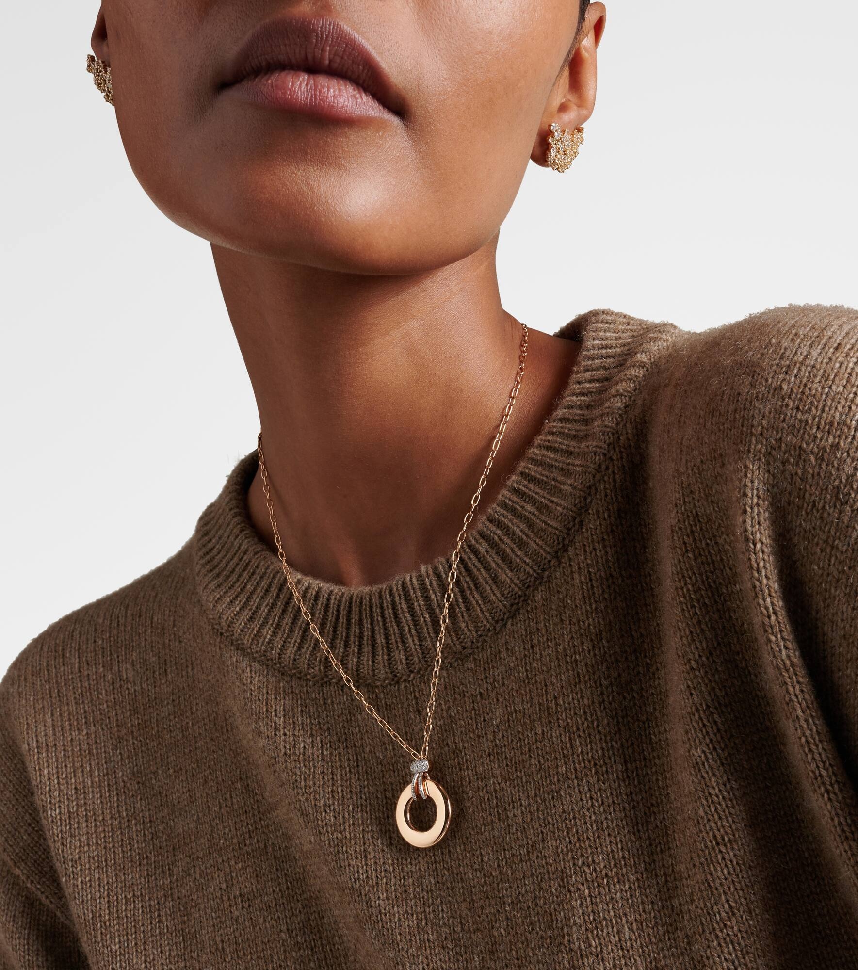 Iconica 18kt rose gold pendant necklace with diamonds - 3