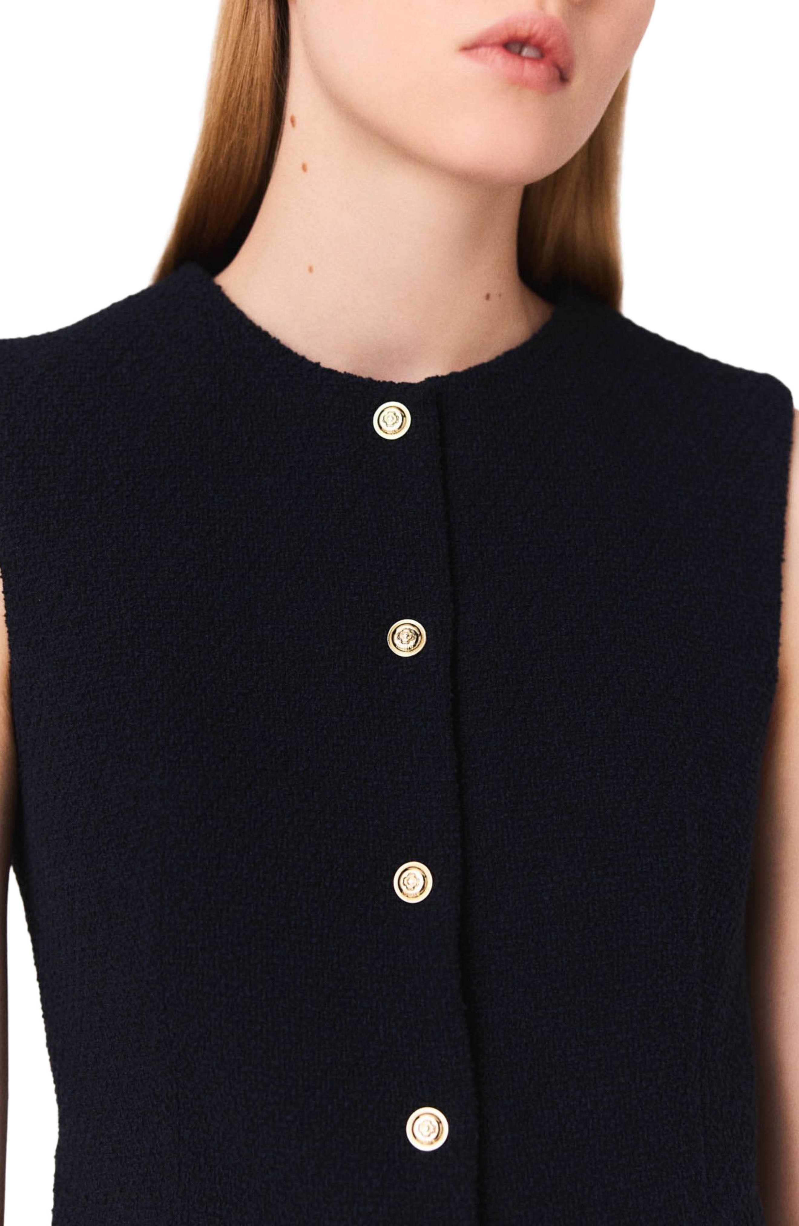 maje Sleeveless tweed jacket in Navy at Nordstrom - 6