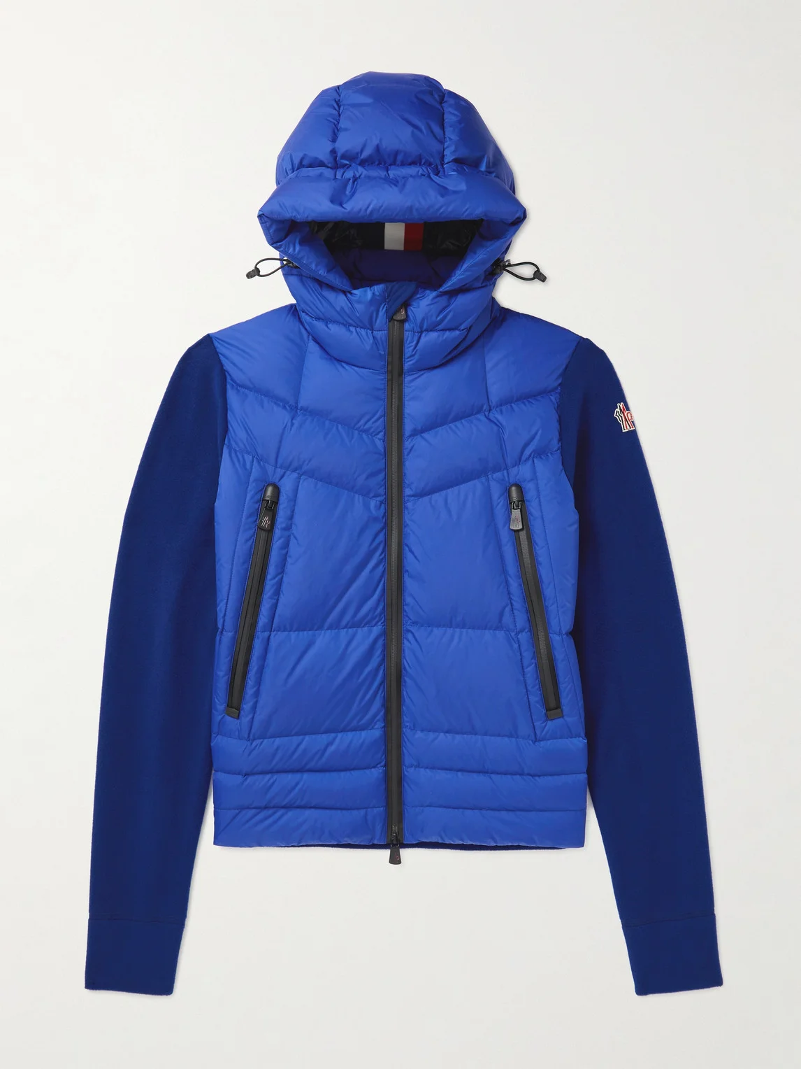 Panelled Quilted Shell and Fleece Hooded Down Ski Jacket - 1