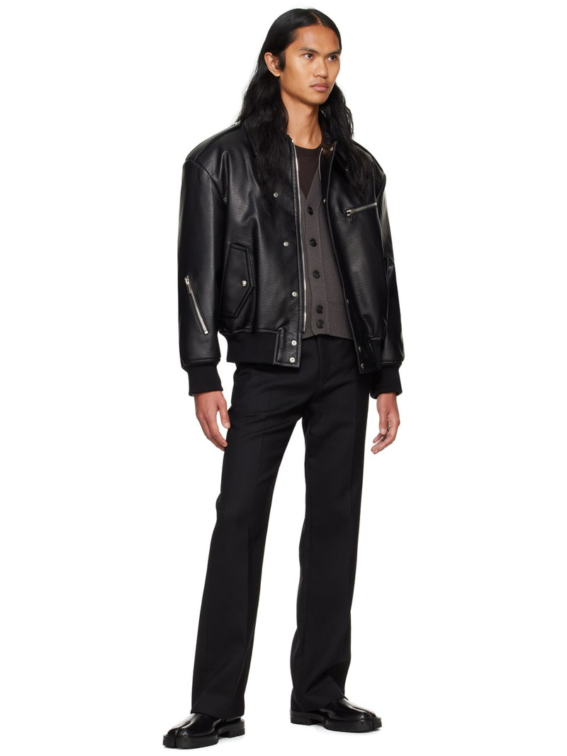 SYSTEM Black Padded Faux-Leather Jacket outlook