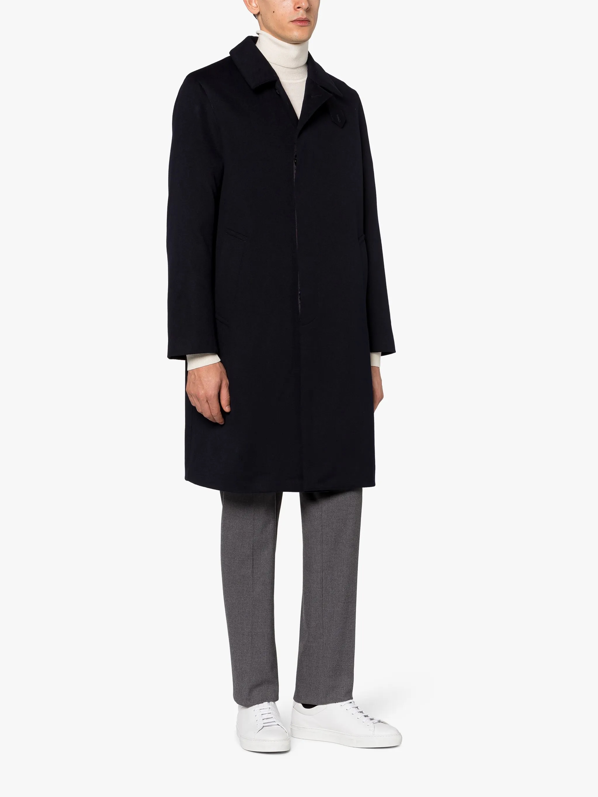 DUNKELD NAVY RAIN SYSTEM WOOL 3/4 COAT - 2