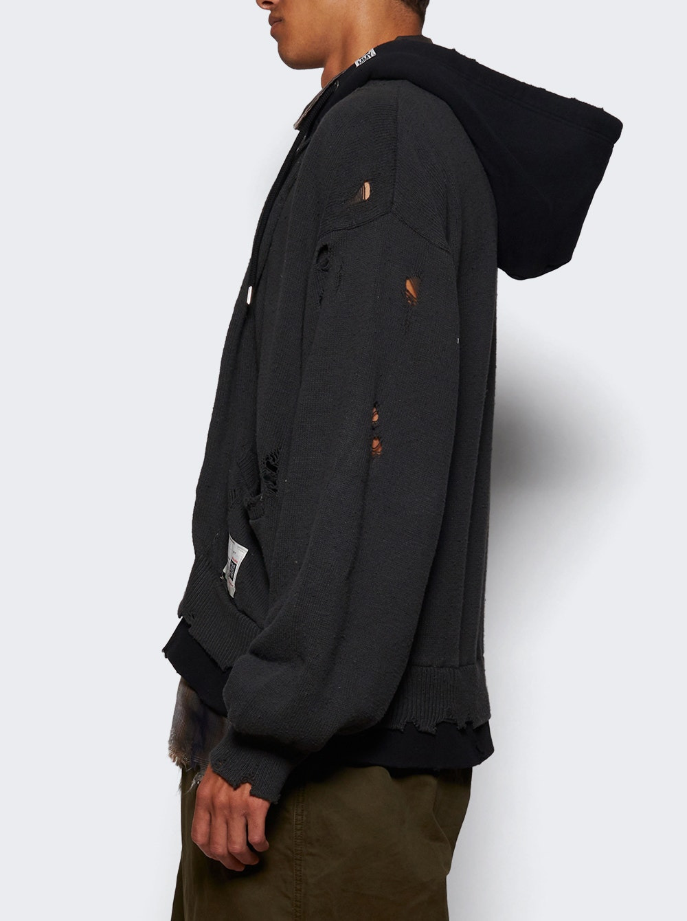 Triple Layered Knit Cardigan Black - 3