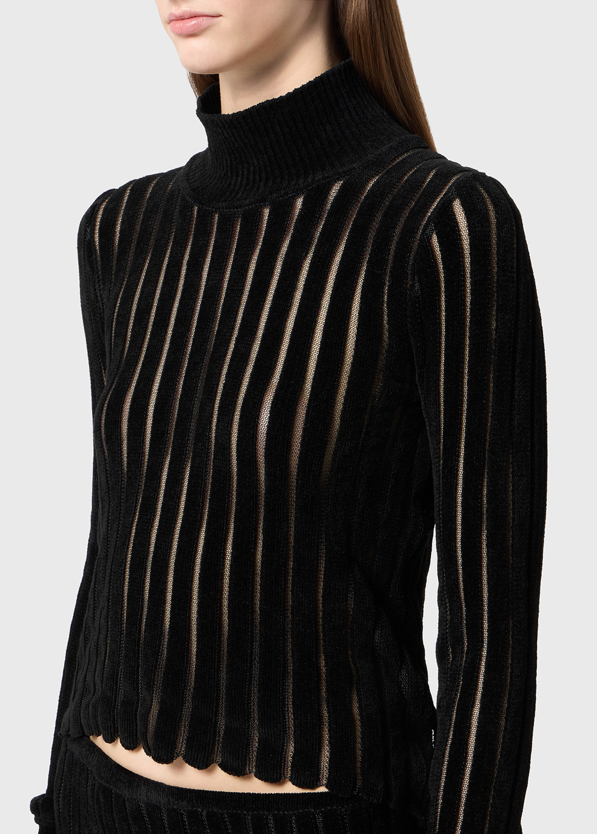 RIBBED SEE-THROUGH KNIT TURTLENECK - 5