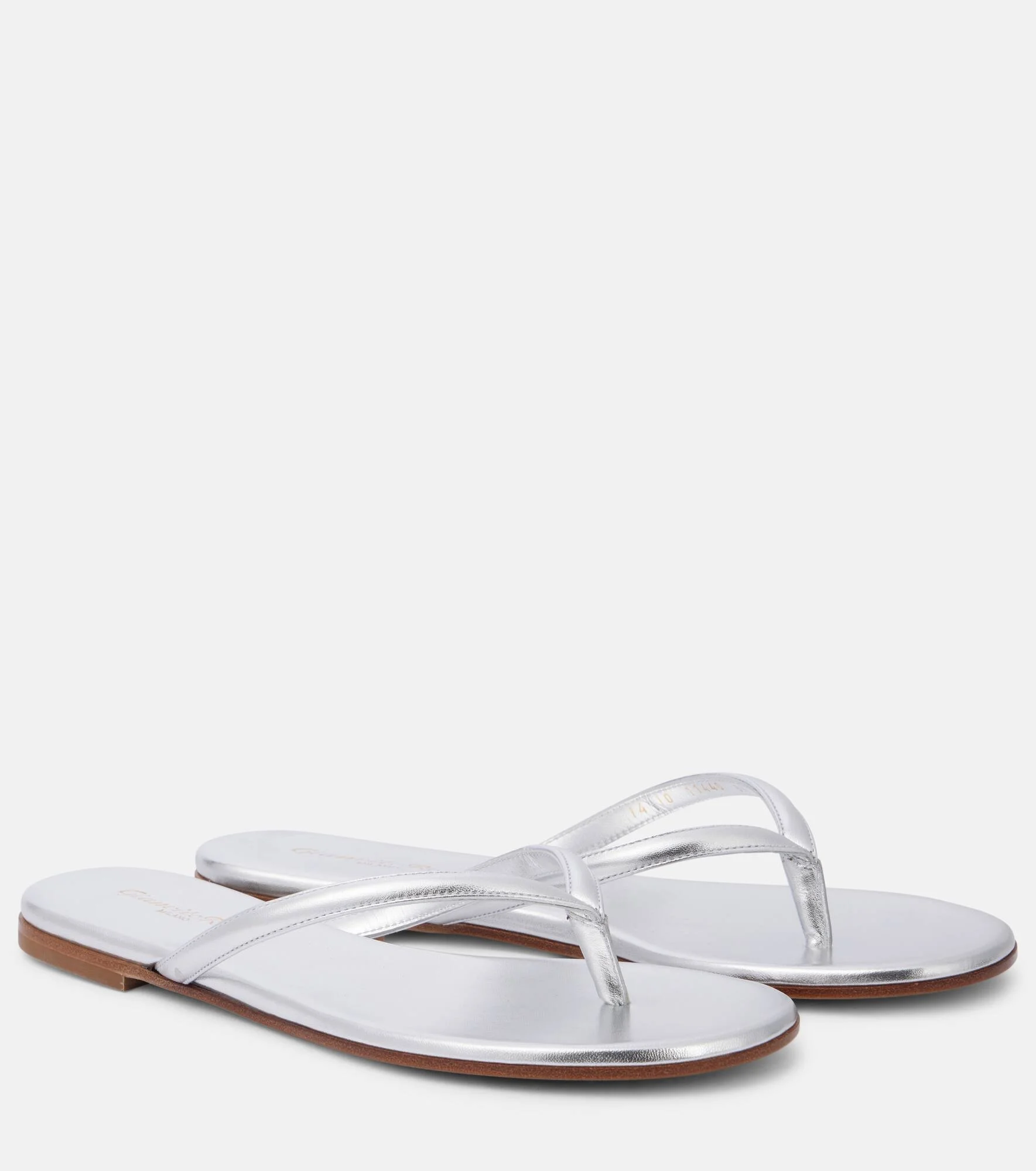 Calypso metallic leather thong sandals - 1