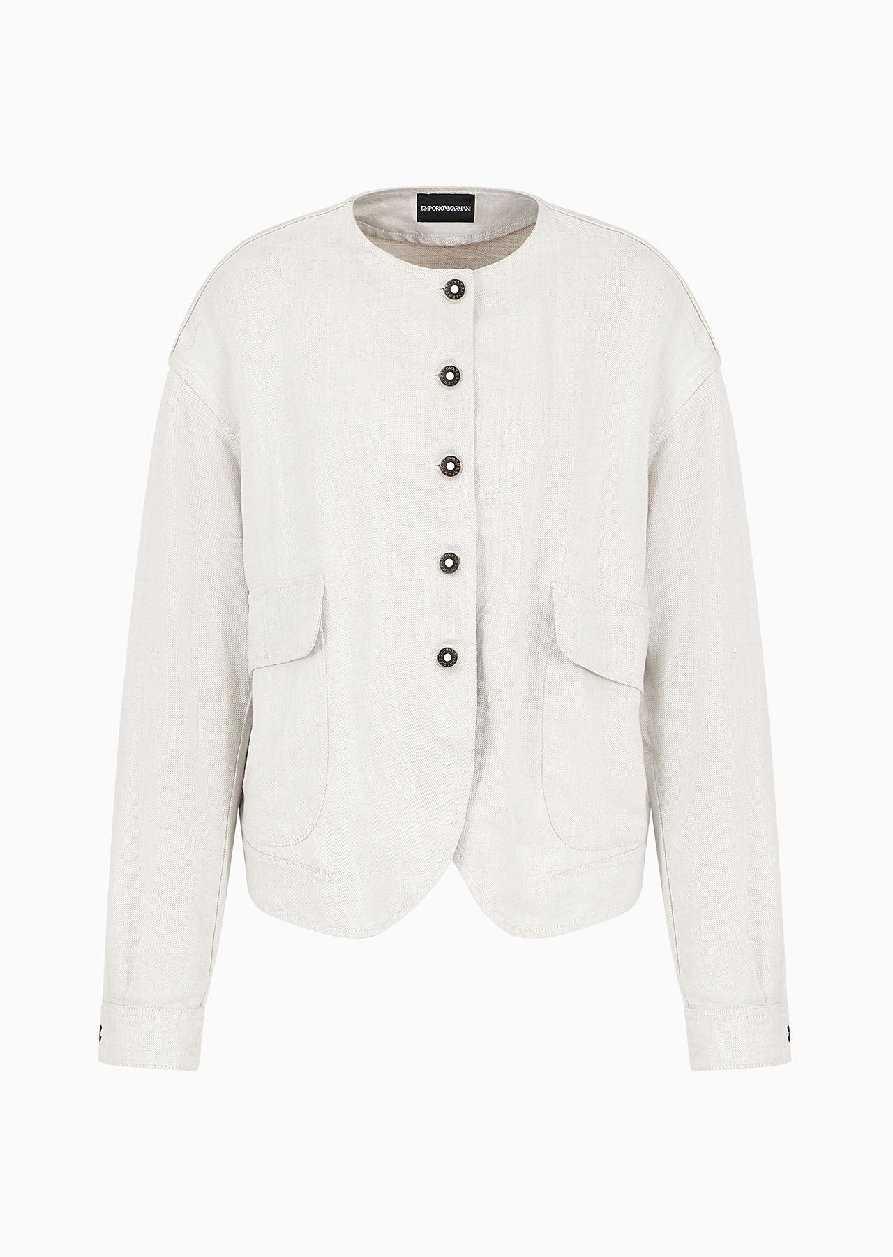 ASV garment-dyed denim-effect linen and Lyocell blend blouson - 1