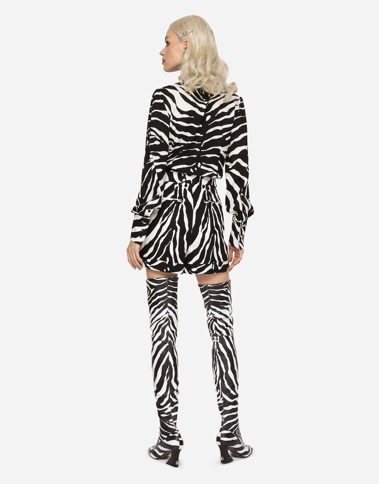 Zebra-print drill shorts - 3