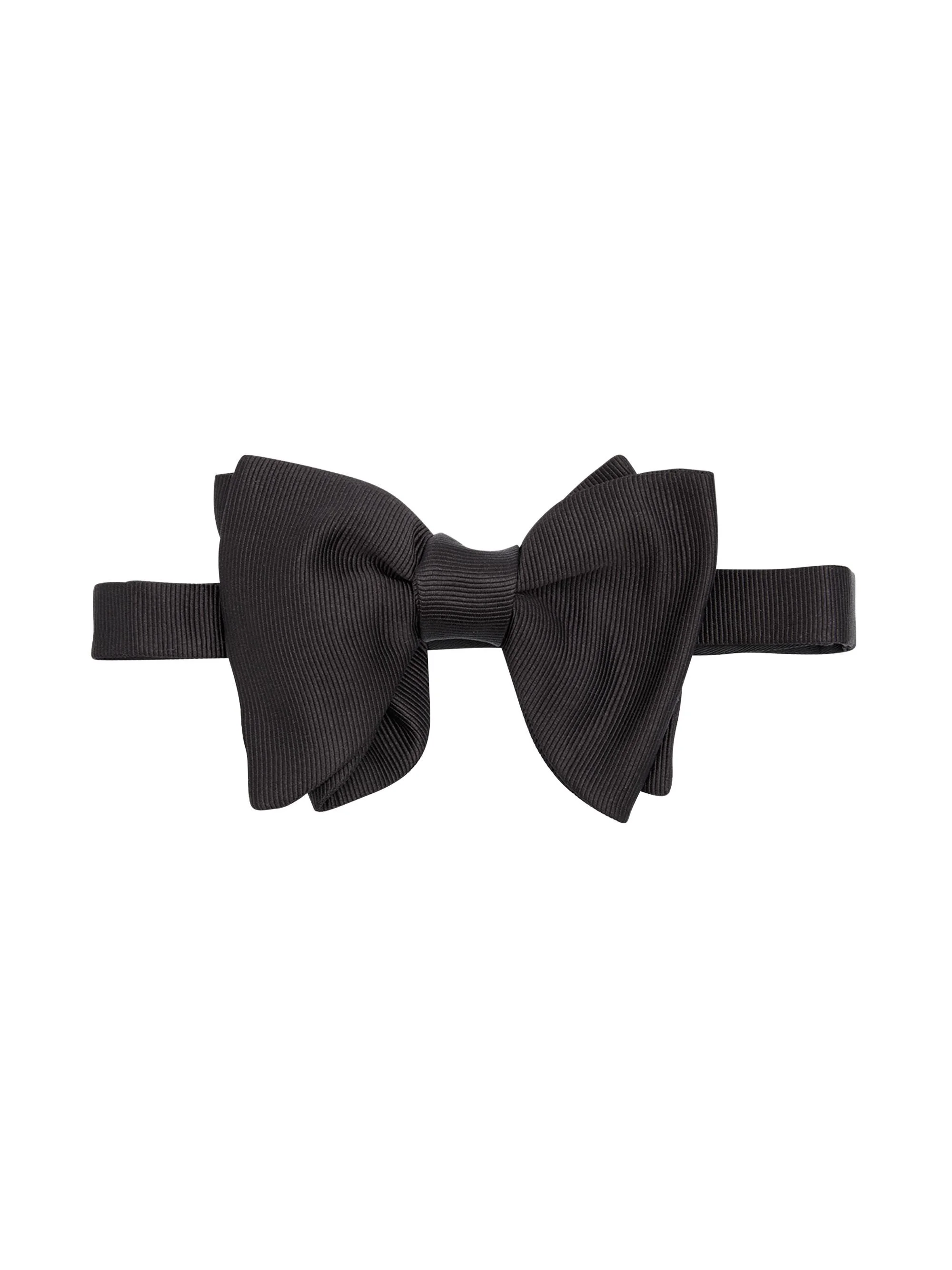 Men's Grosgrain Silk Pre-Tied Bow Tie - Black - 1