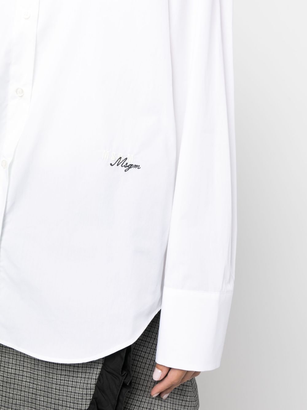 embroidered-logo cotton shirt - 5