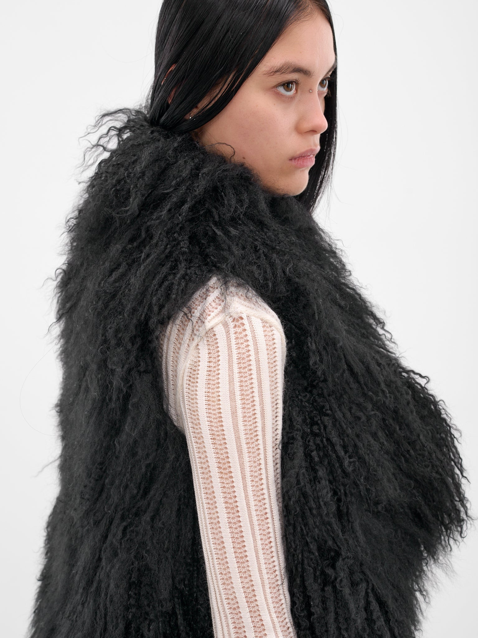 Black Bereta Shearling Waistcoat - 4