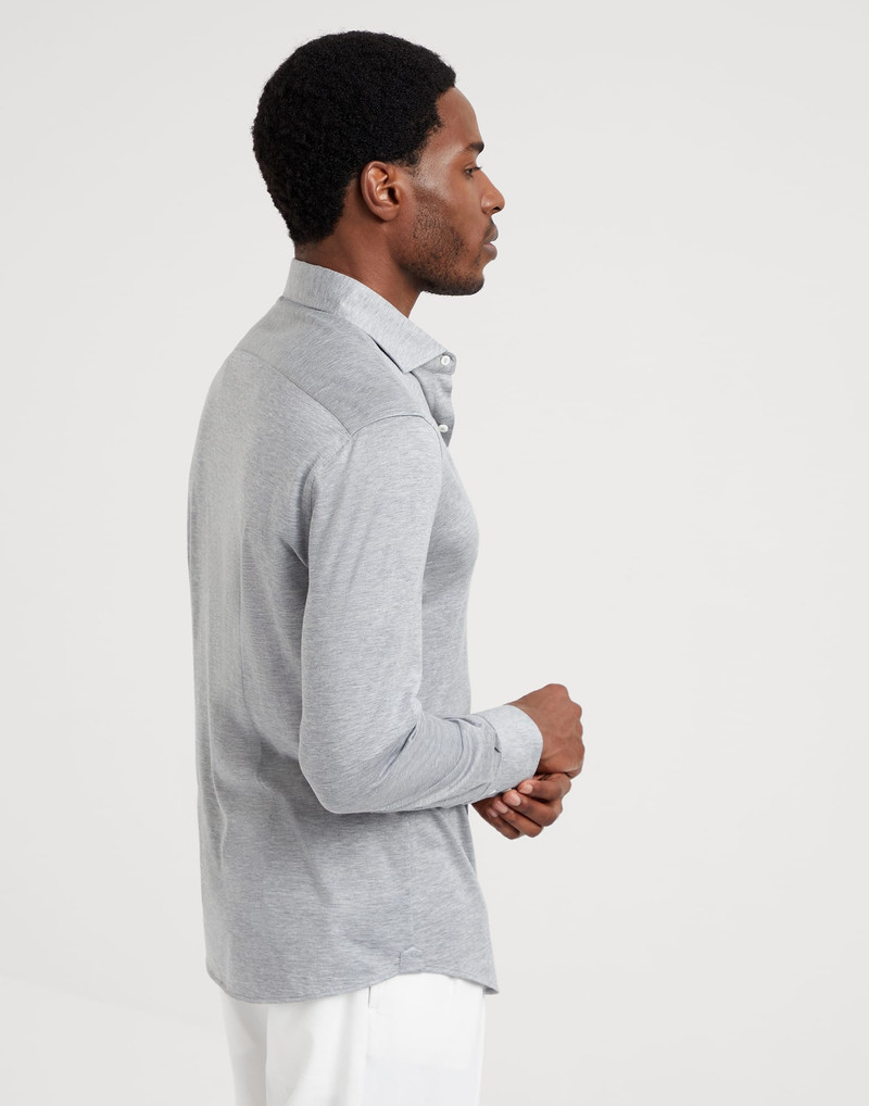 Brunello Cucinelli Silk and cotton lightweight jersey shirt with spead collar outlook