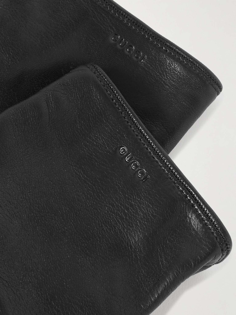 GUCCI Logo-Debossed Silk-Lined Leather Gloves outlook