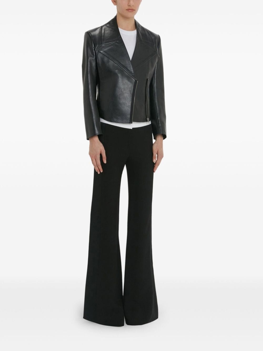 tailored leather biker jacket - 4