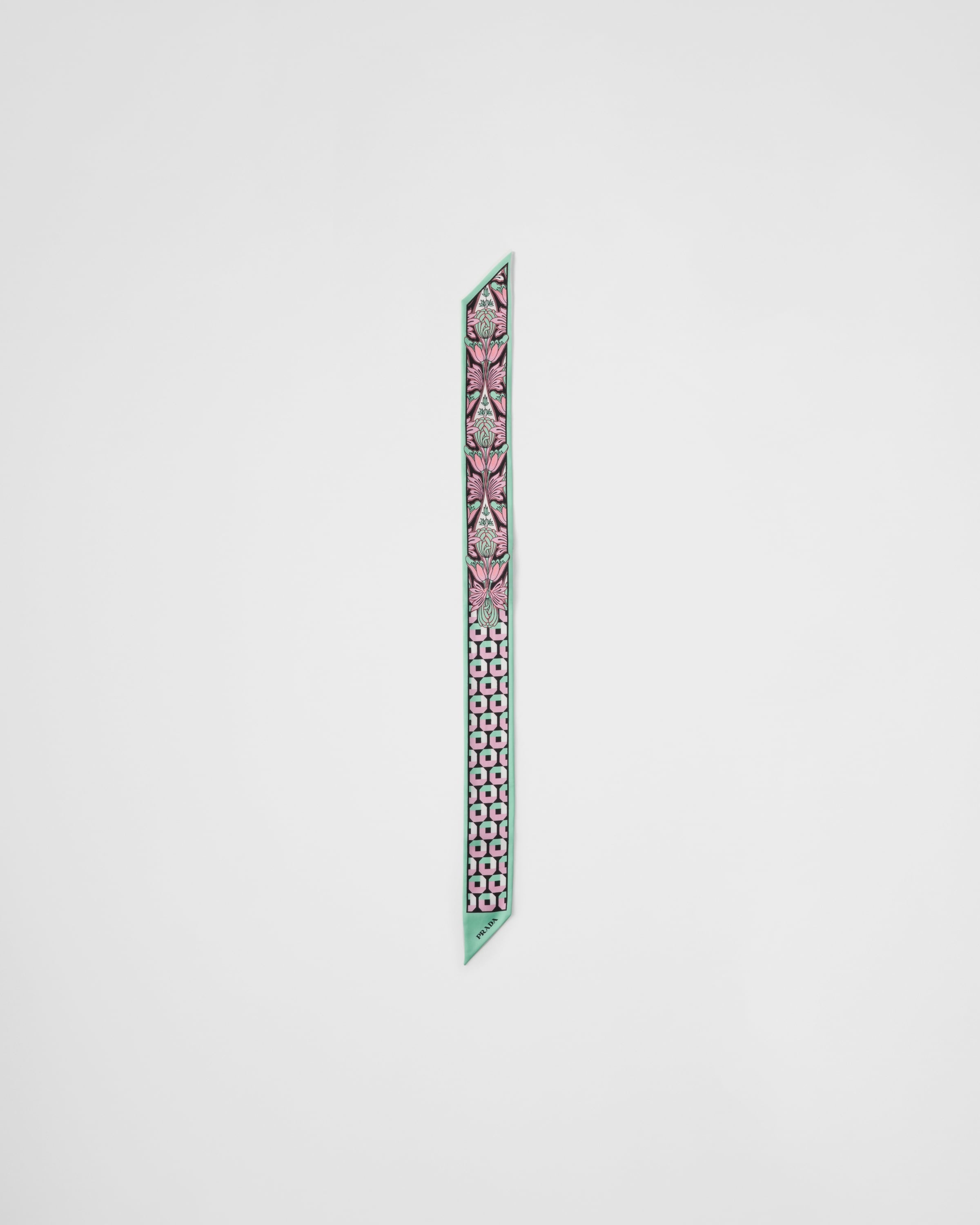 Printed silk twill skinny scarf - 3