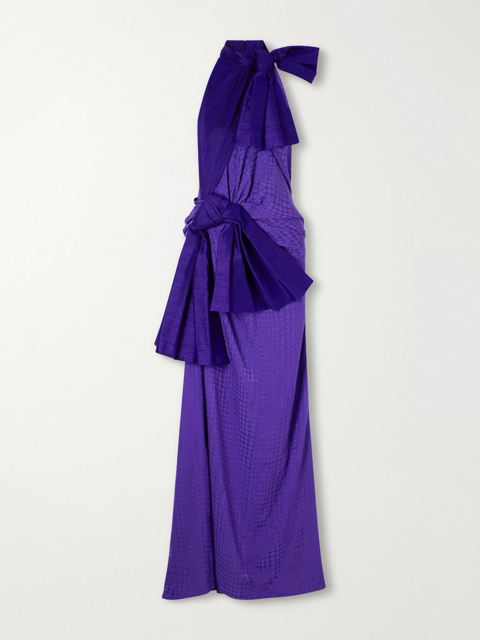 Wiggle Dot bow-detailed gathered jacquard gown Dark purple - 1
