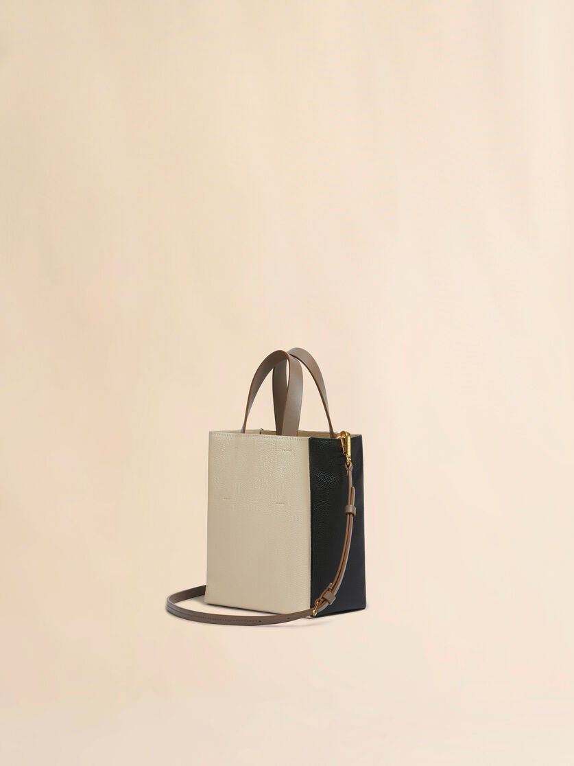 MUSEO SOFT MINI BAG IN BLACK CREAM AND BROWN LEATHER WITH MARNI MENDING - 2