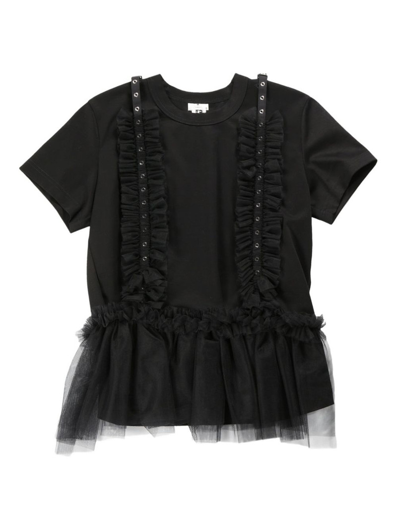 tulle-detailing T-shirt 1
