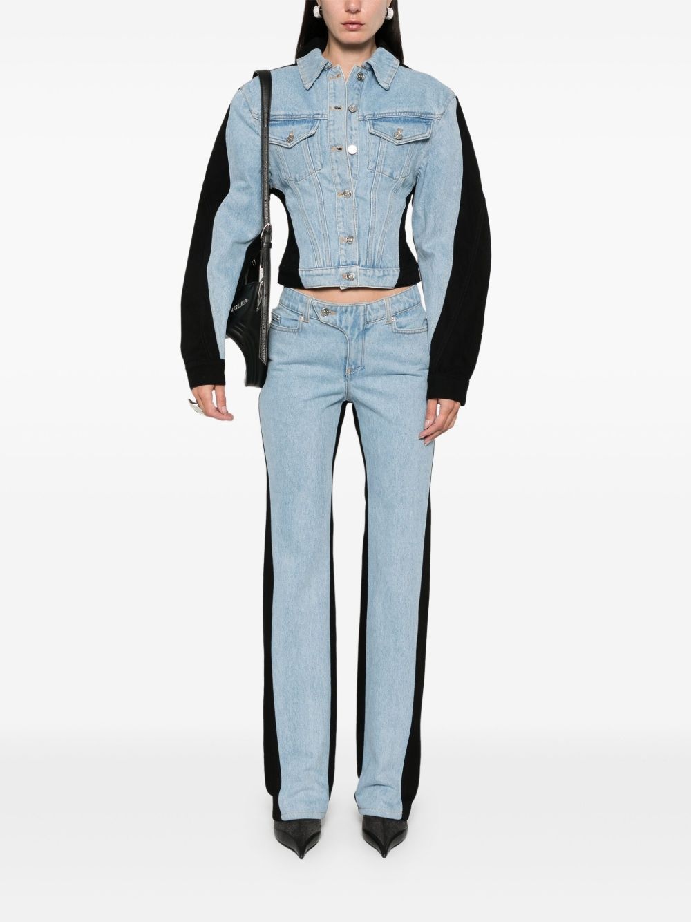 bi-color straight-leg jeans - 2