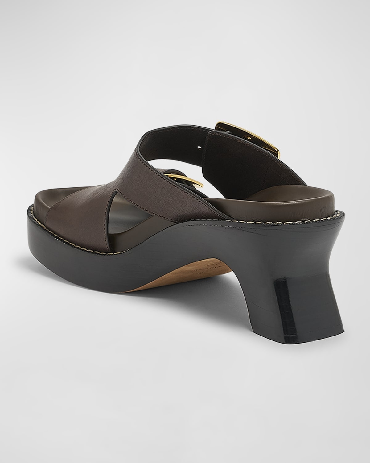 Leather Dual-Buckle Platform Sandals - 4