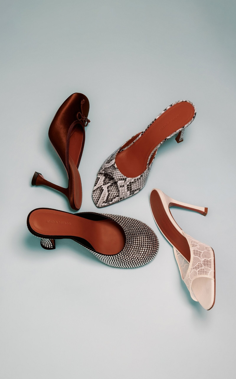 Amina Muaddi Alexa Python-Effect Leather Sandals animal outlook