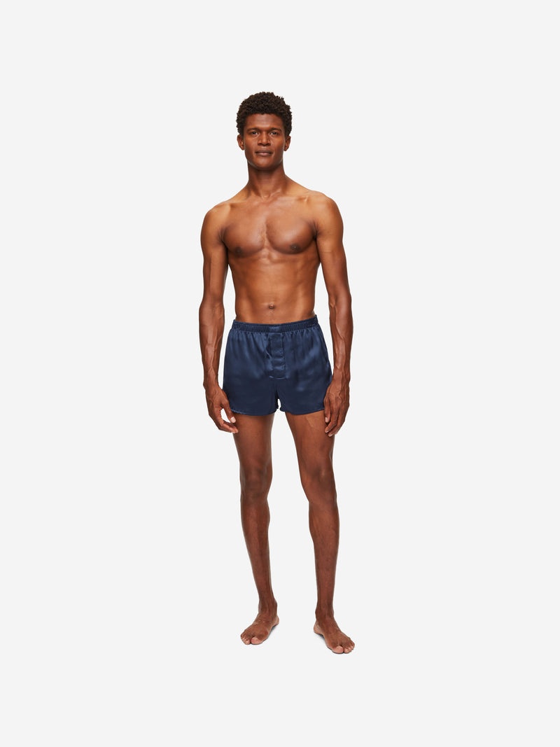 Men's Modern Fit Boxers Bailey Silk Satin Navy - 5