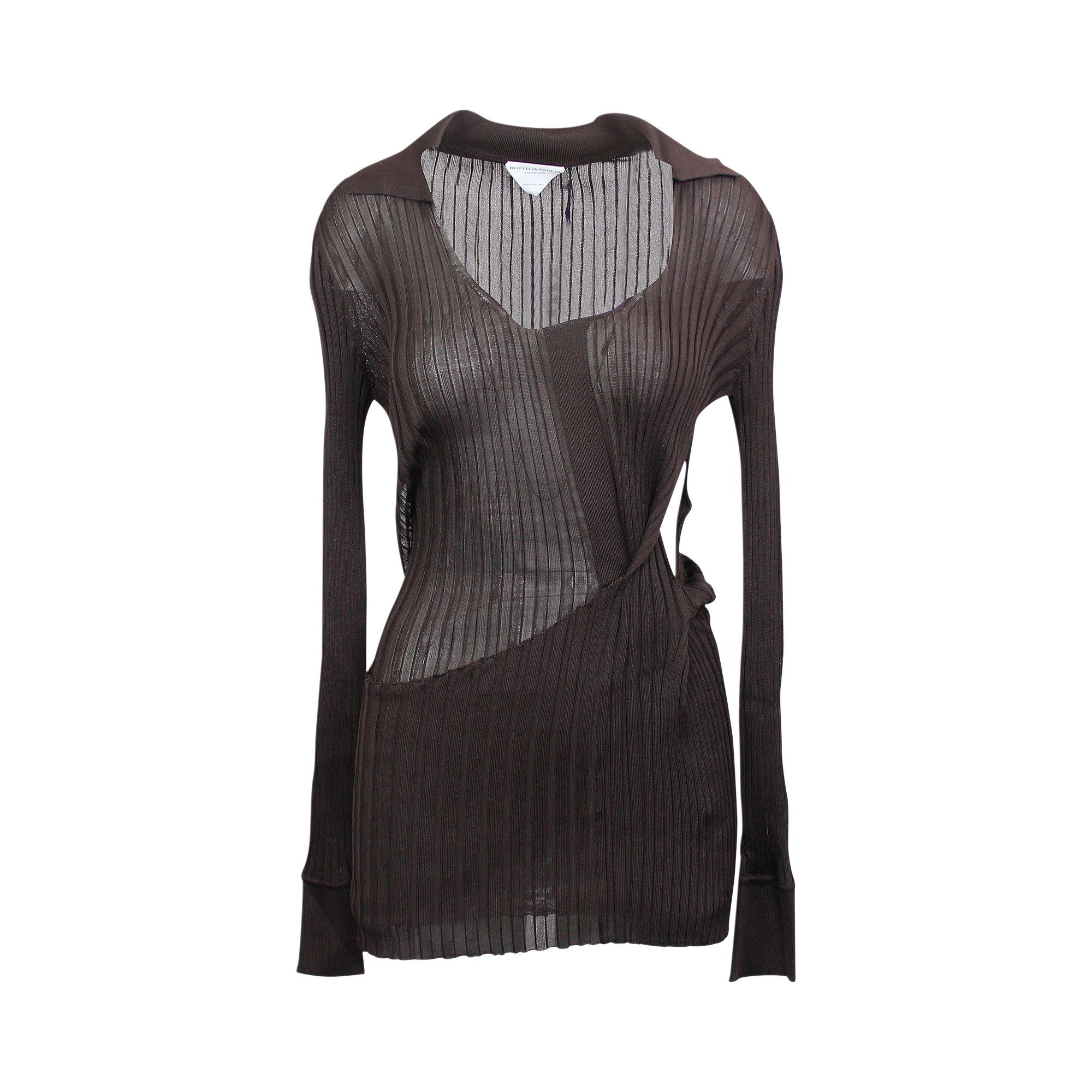 Bottega Veneta Lightweight Silk Sweater Dress 'Brown' - 1
