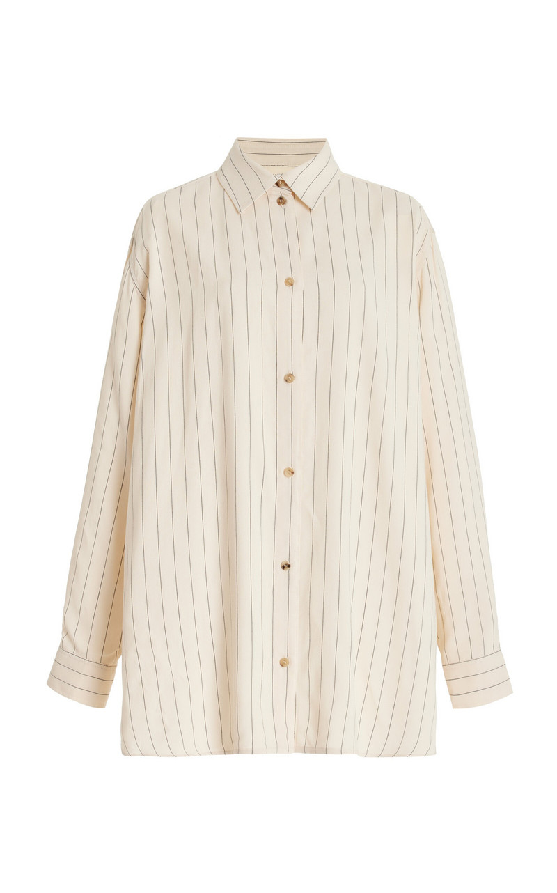 Oversized Pinstriped Shirt white - 1