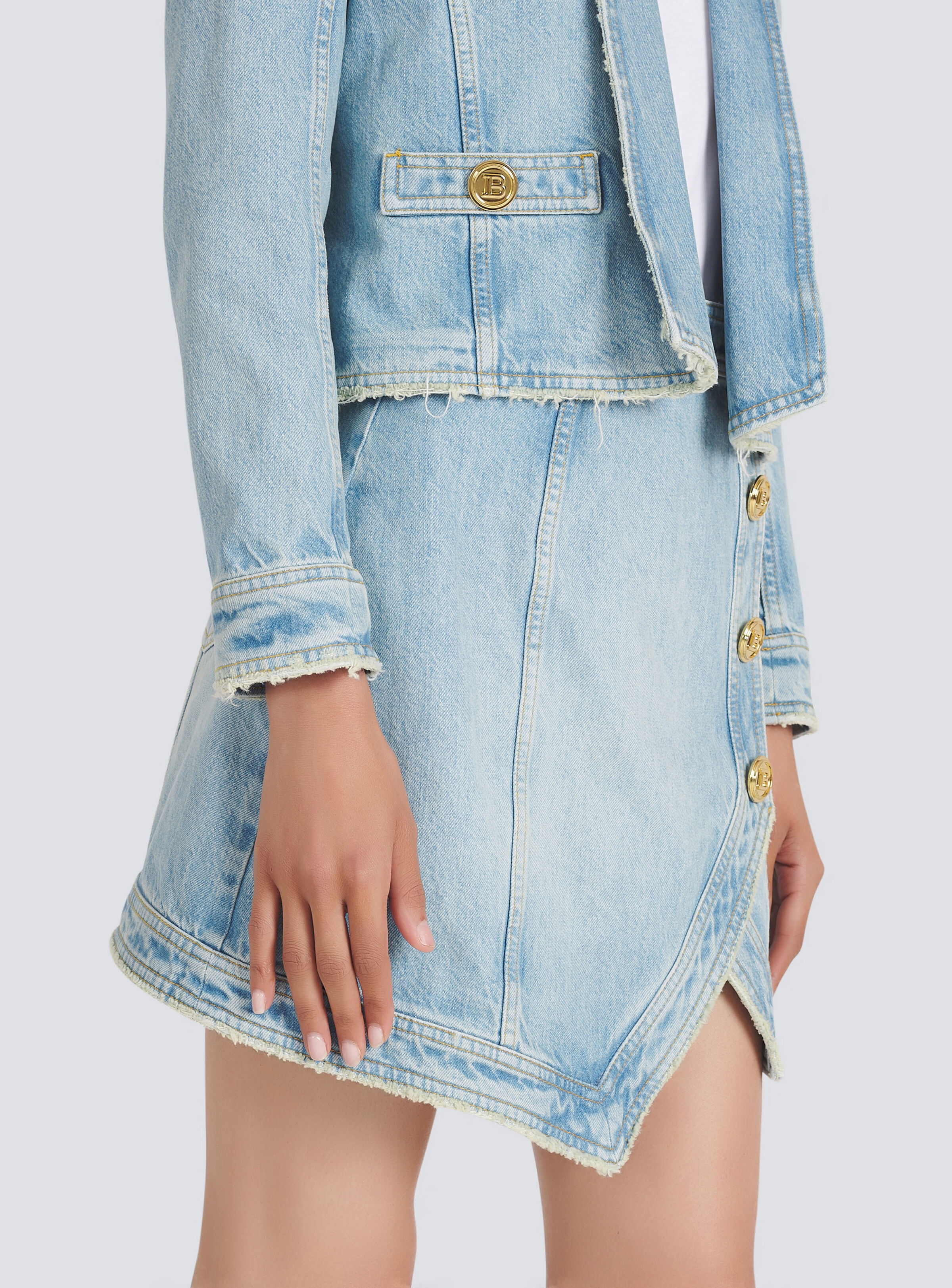 Denim spencer with buttons - 7