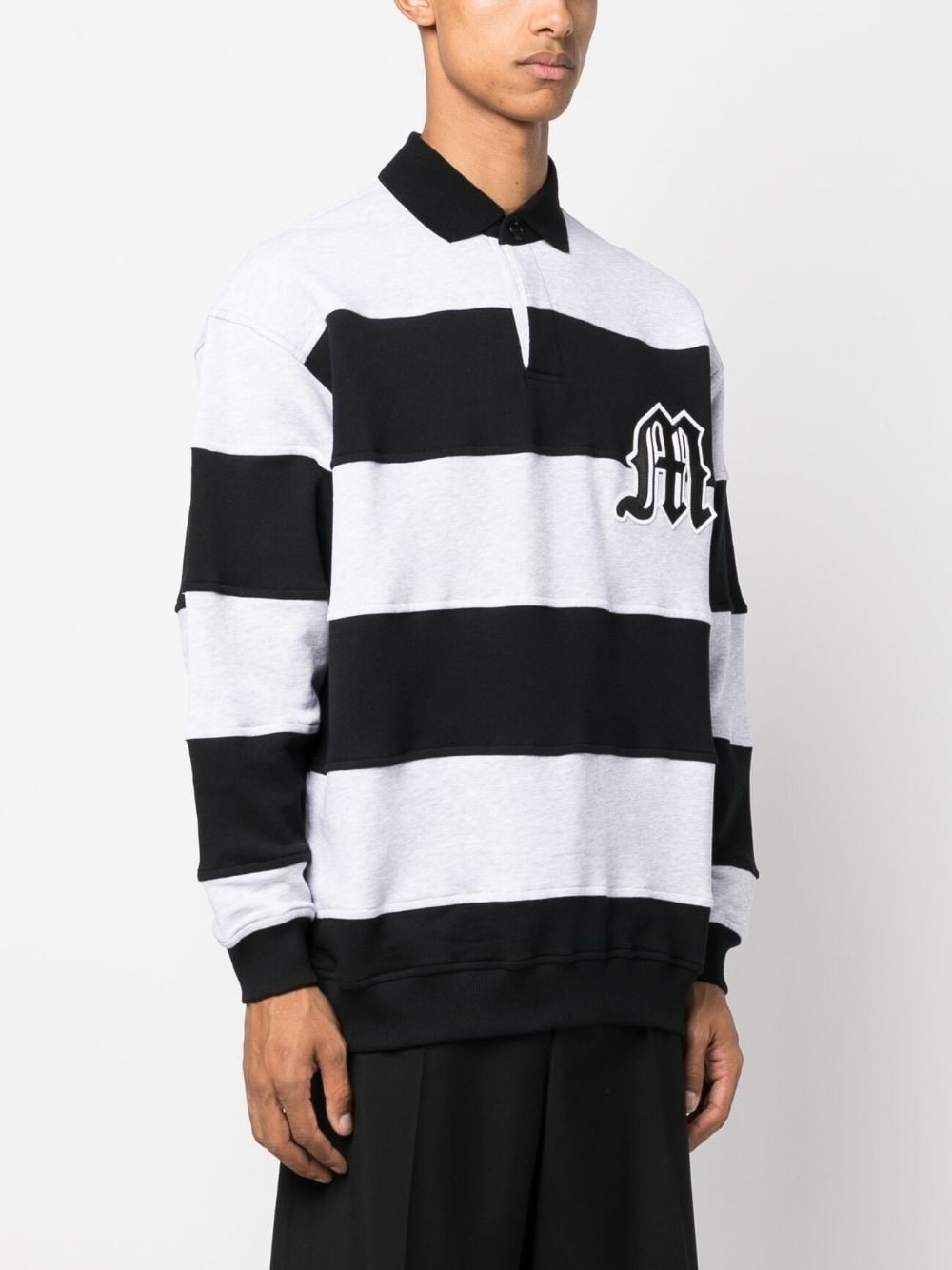 logo-patch striped polo shirt - 3