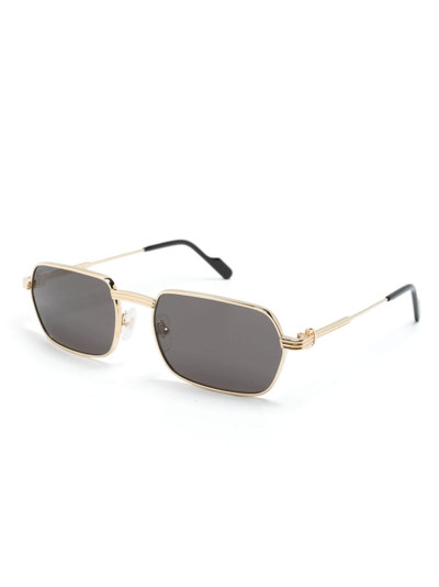 Cartier polished rectangle-frame sunglasses outlook