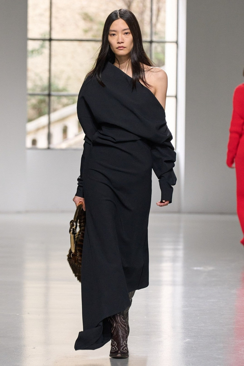 OFF SHOULDER ASYMMETRIC DRESS BLACK 6