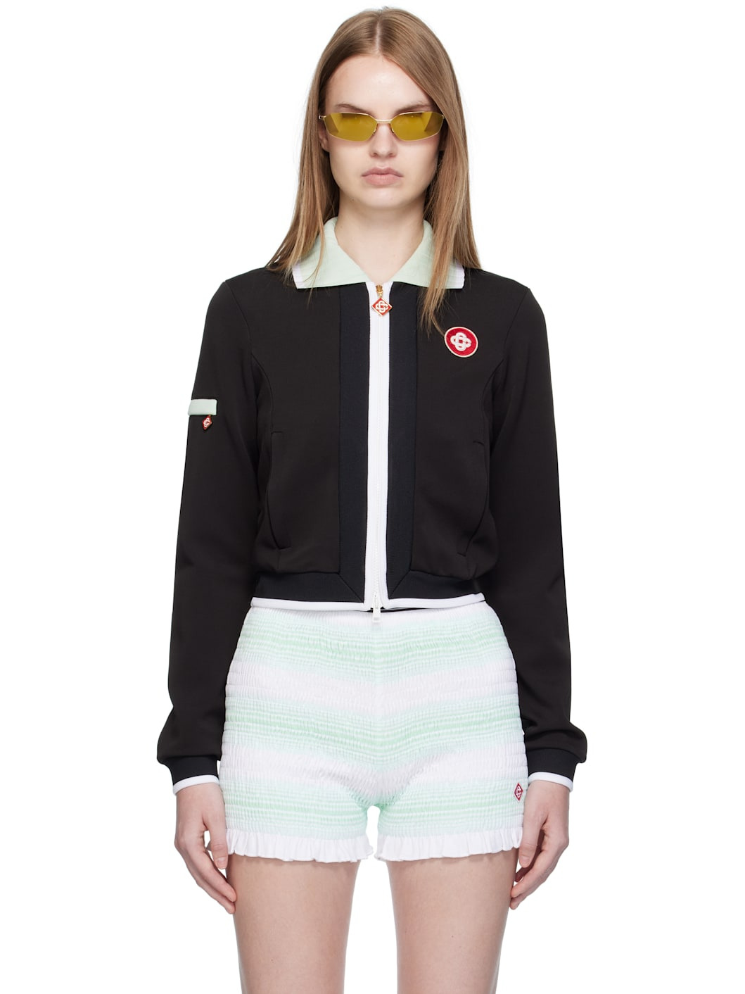 Black Viscose Track Jacket - 1