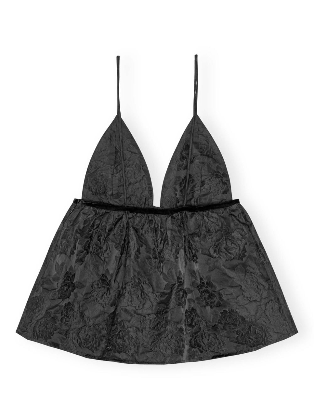 floral-jacquard flared tank top - 6