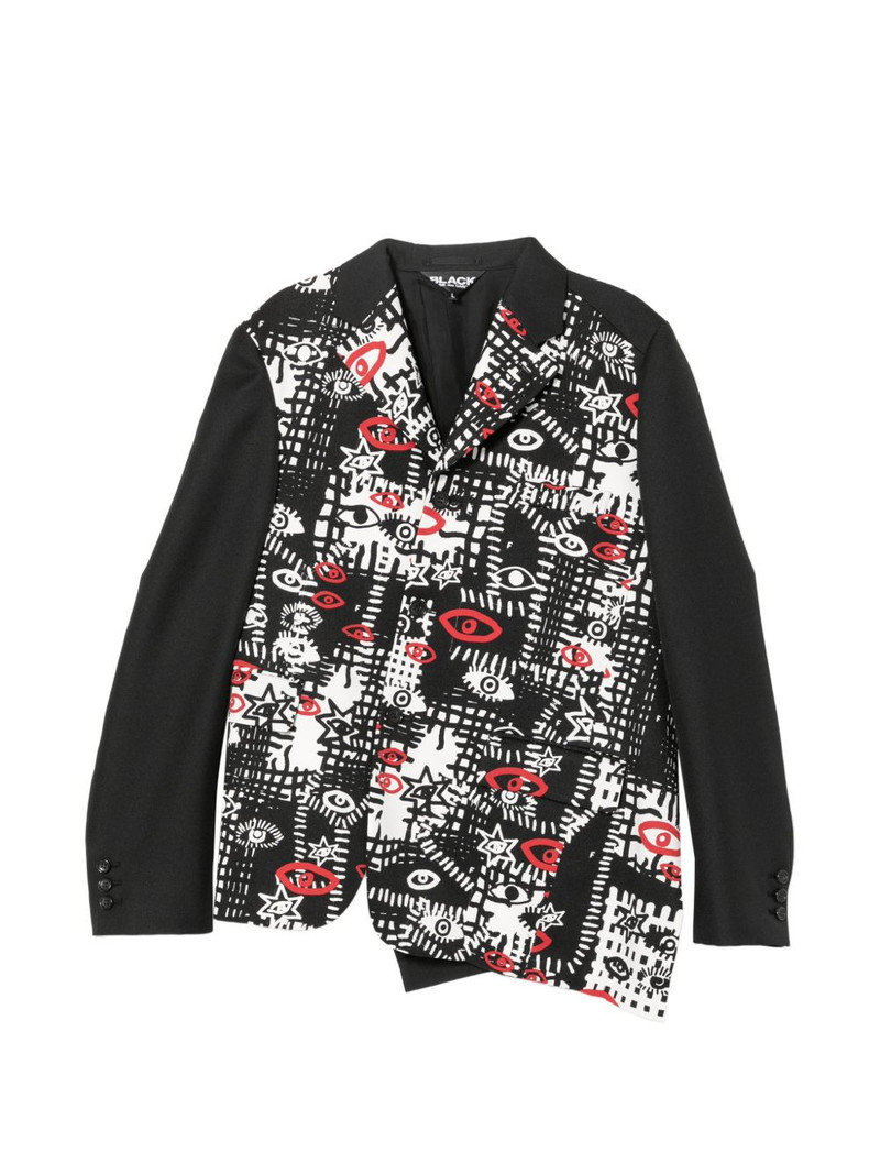 asymmetric graphic print blazer 1