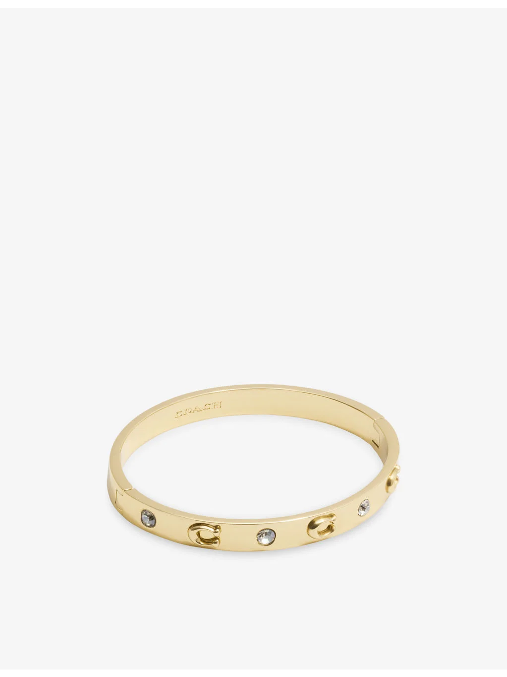 C Crystal-Embellished Hinged Gold-Plated Brass Bangle - 1