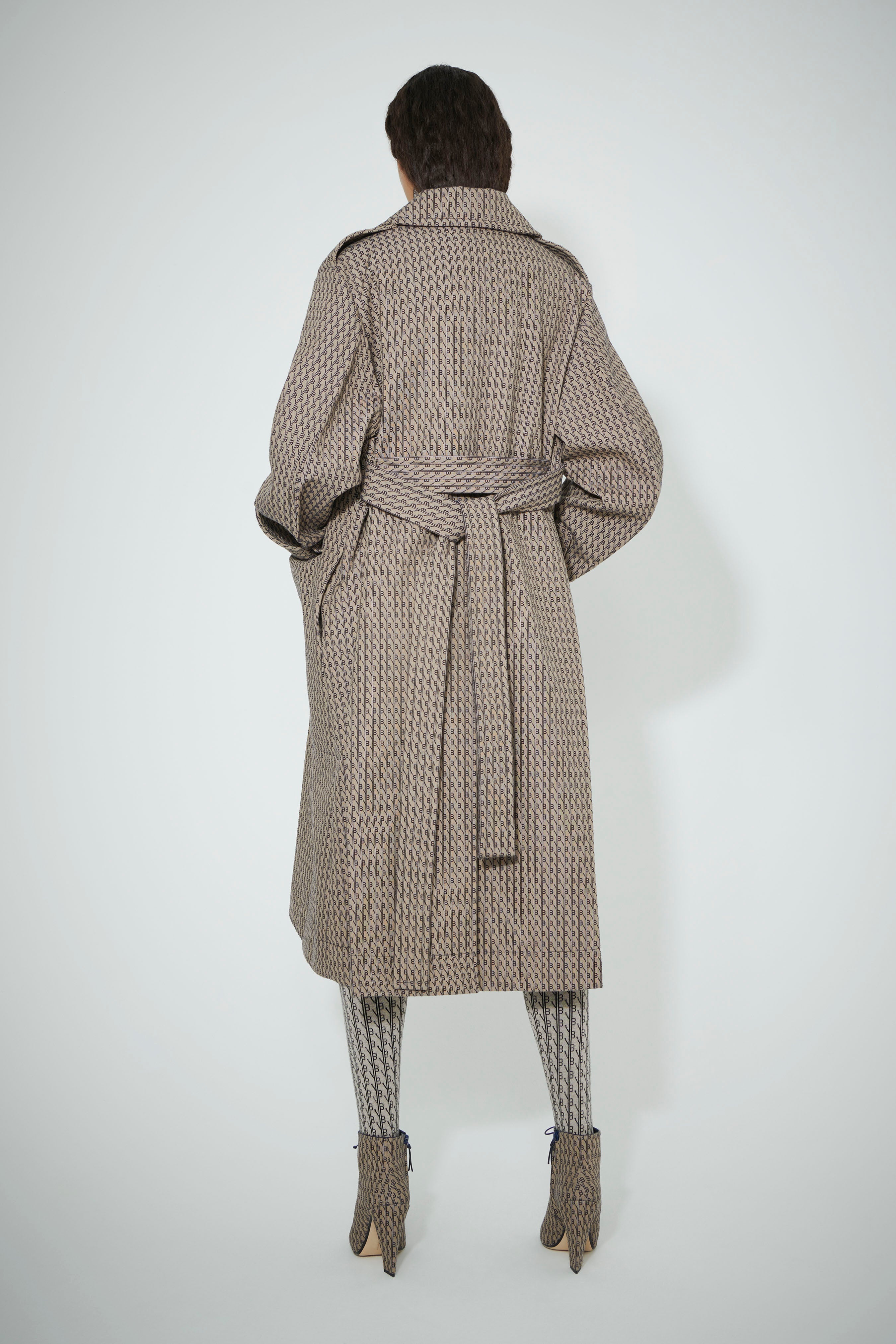 Monogram Coat in Camel-Navy - 4