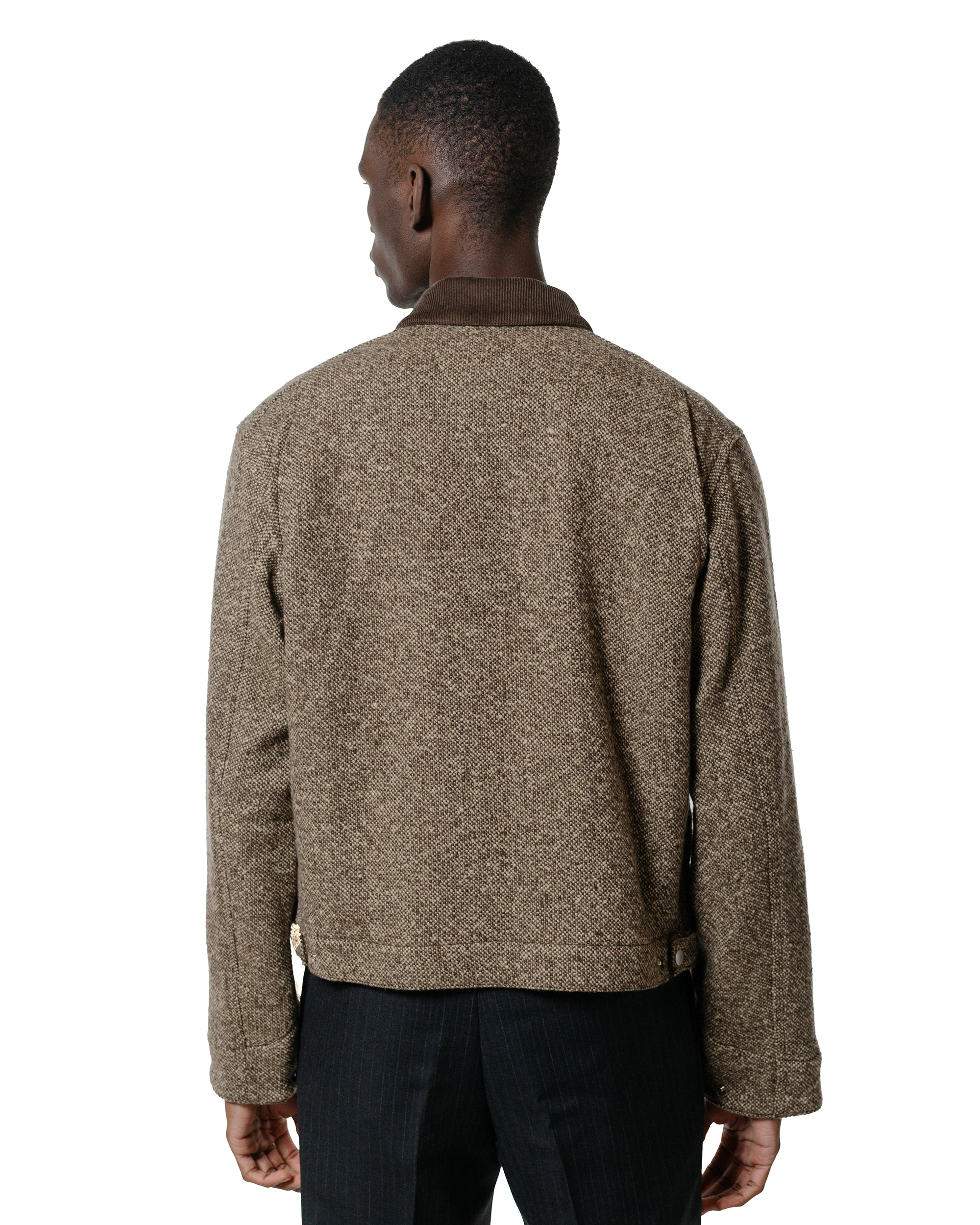 Homespun Tweed Zip Blouson Brown - 3
