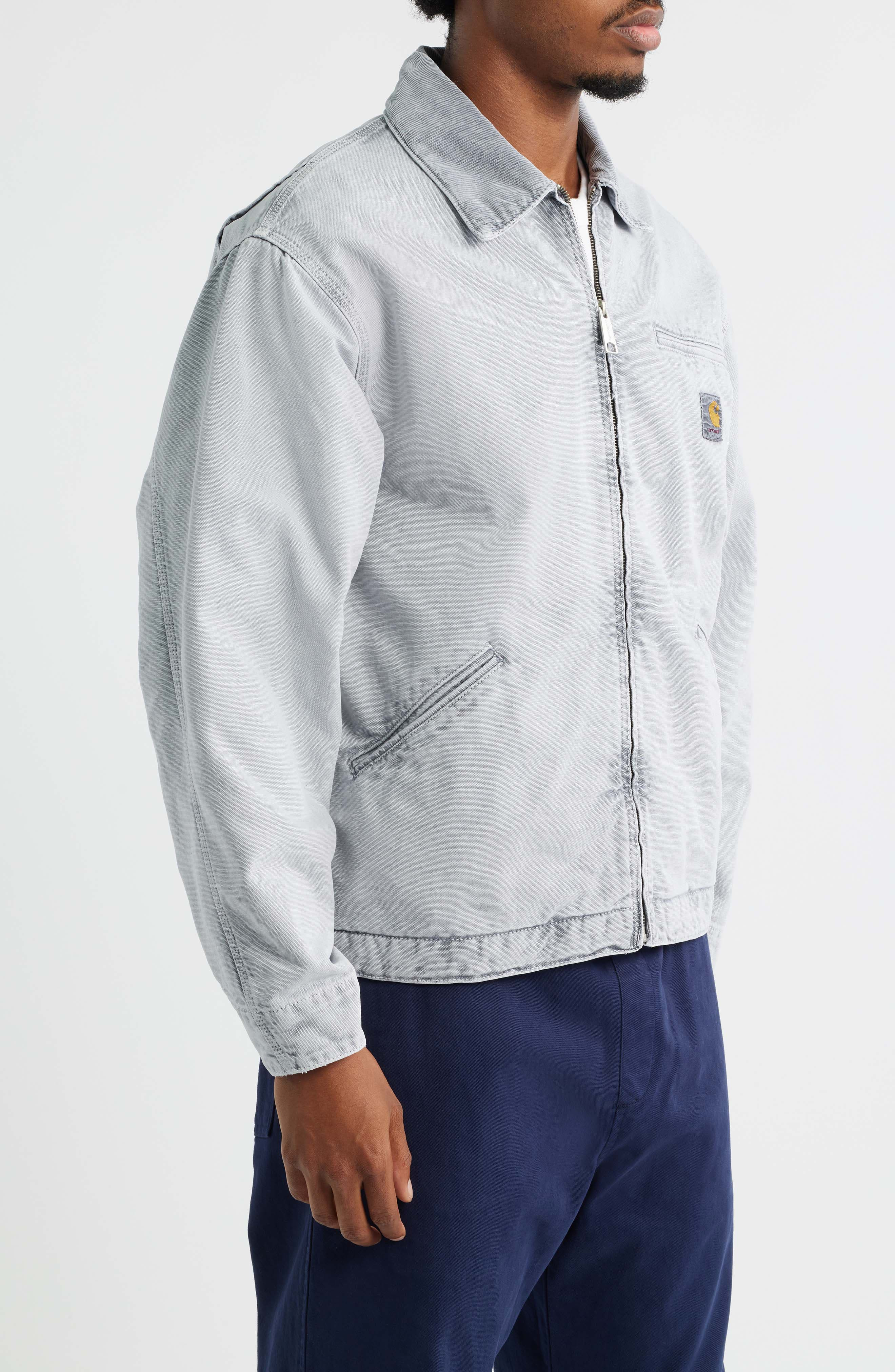 Carhartt Work In Progress OG Detroit Organic Cotton Canvas Jacket in Black /Black Chalk Wash at Nord - 3