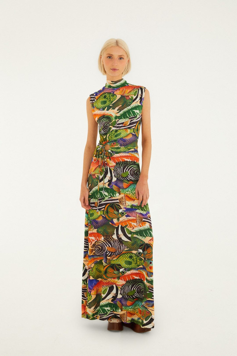 Multicolor Fish Sea Sleeveless Maxi Dress 4