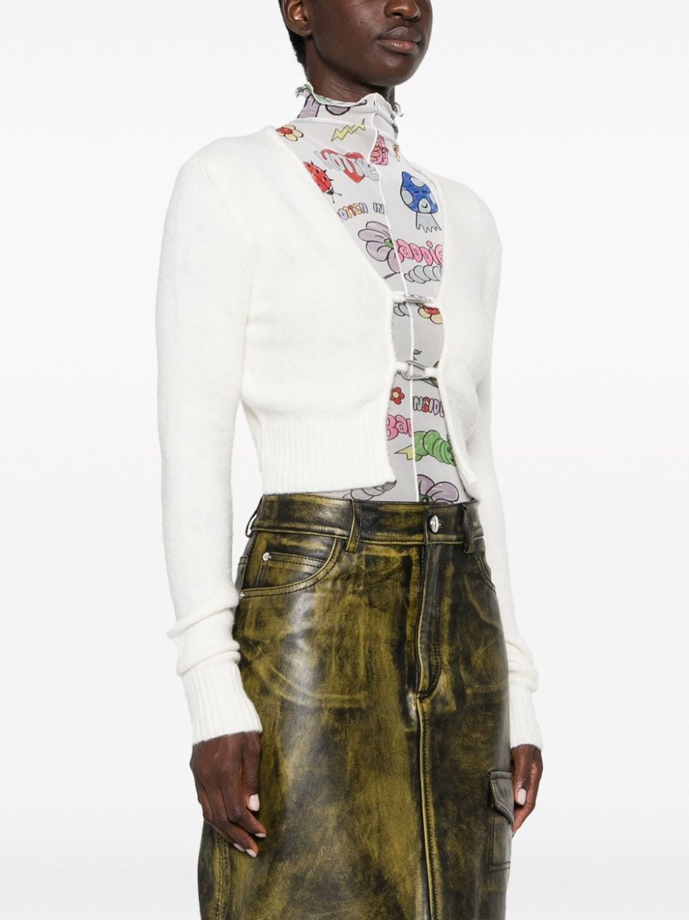 carabiner-fastened cropped cardigan - 3