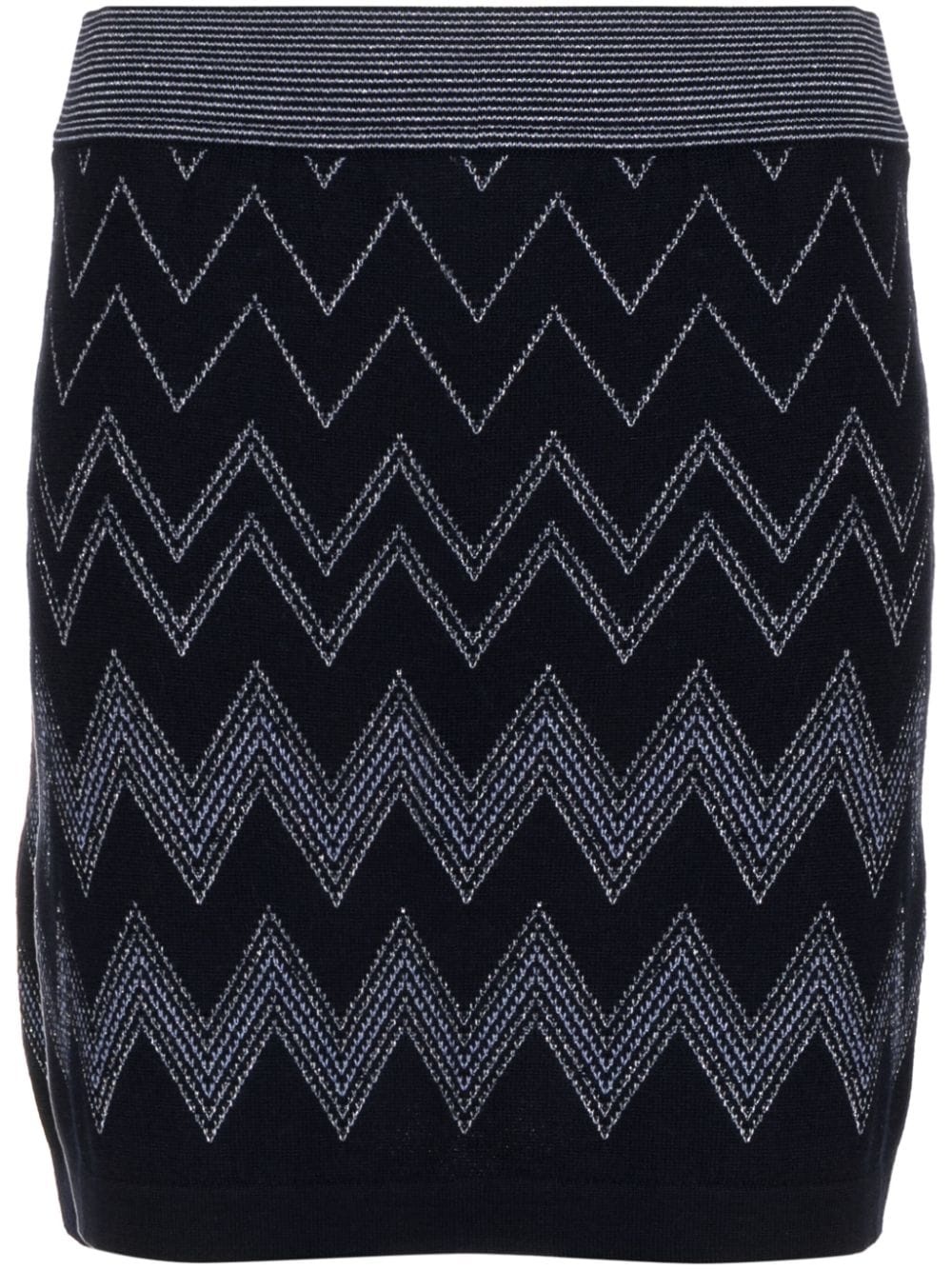 zigzag-pattern metallic-threading mini skirt - 1