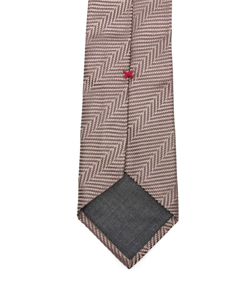 Brunello Cucinelli herringbone silk tie outlook