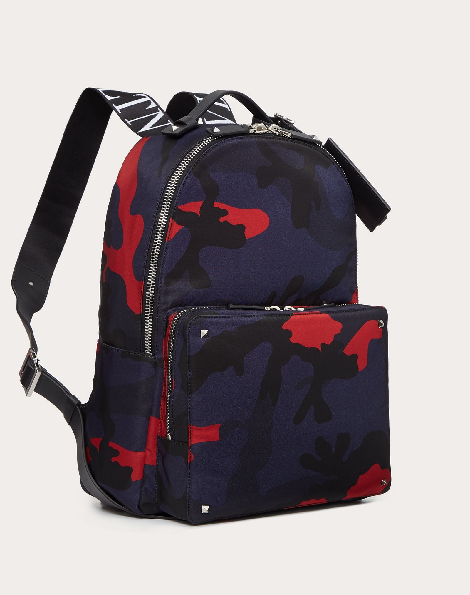 CAMOUFLAGE NYLON BACKPACK WITH VLTN RIBBON STRAPS - 2