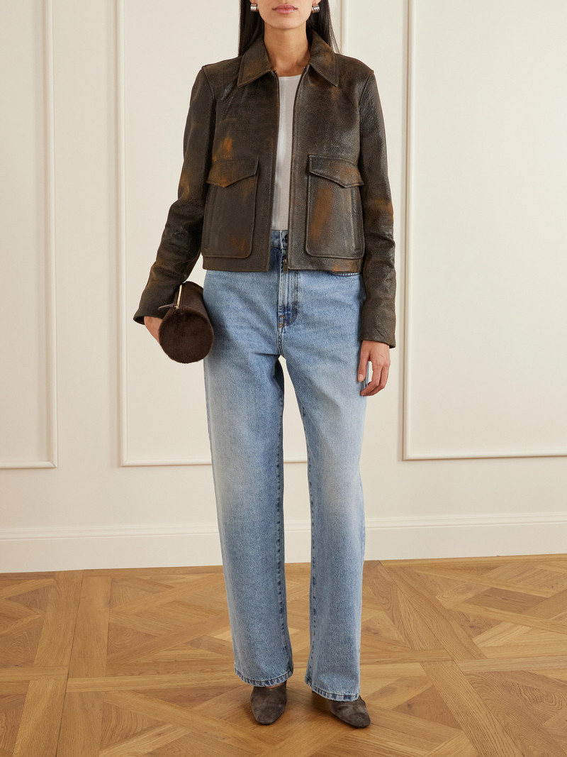 SIMKHAI Sage Textured-leather Jacket outlook