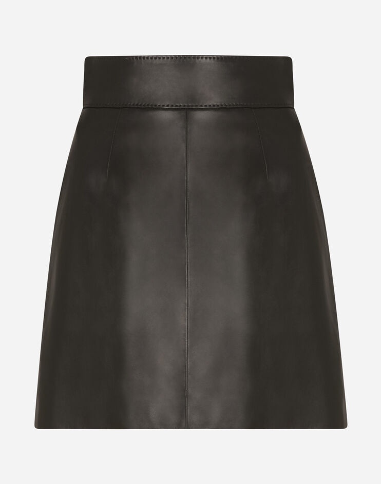 Leather a-line miniskirt - 3