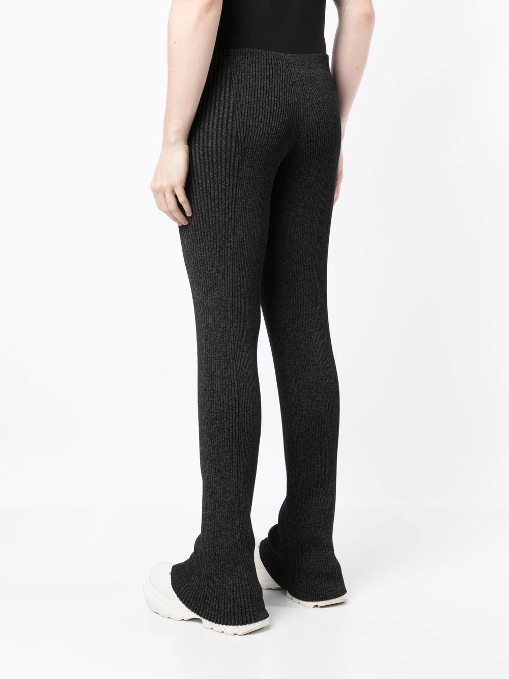 marl-knit ribbed flared trousers - 5
