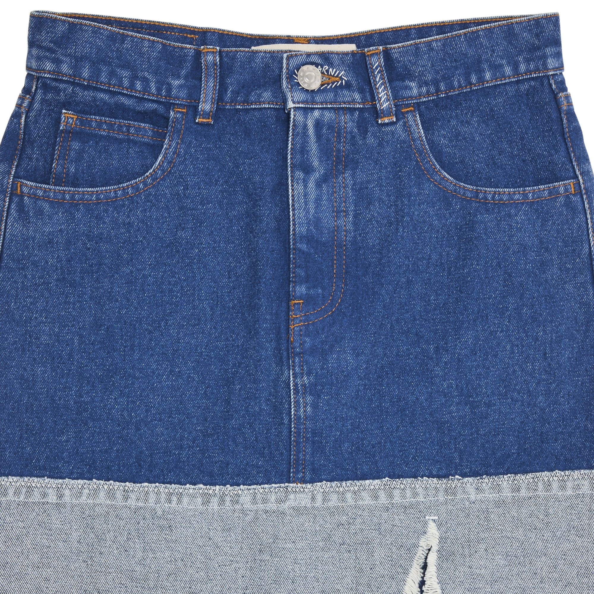 Marni Bleached Coated Denim Skirt 'Ocean' - 3