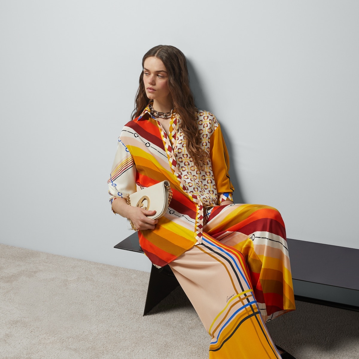 Heritage patchwork print silk pant - 2