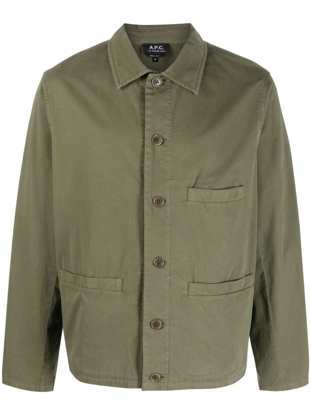 single-breasted cotton shirt jacket - 1