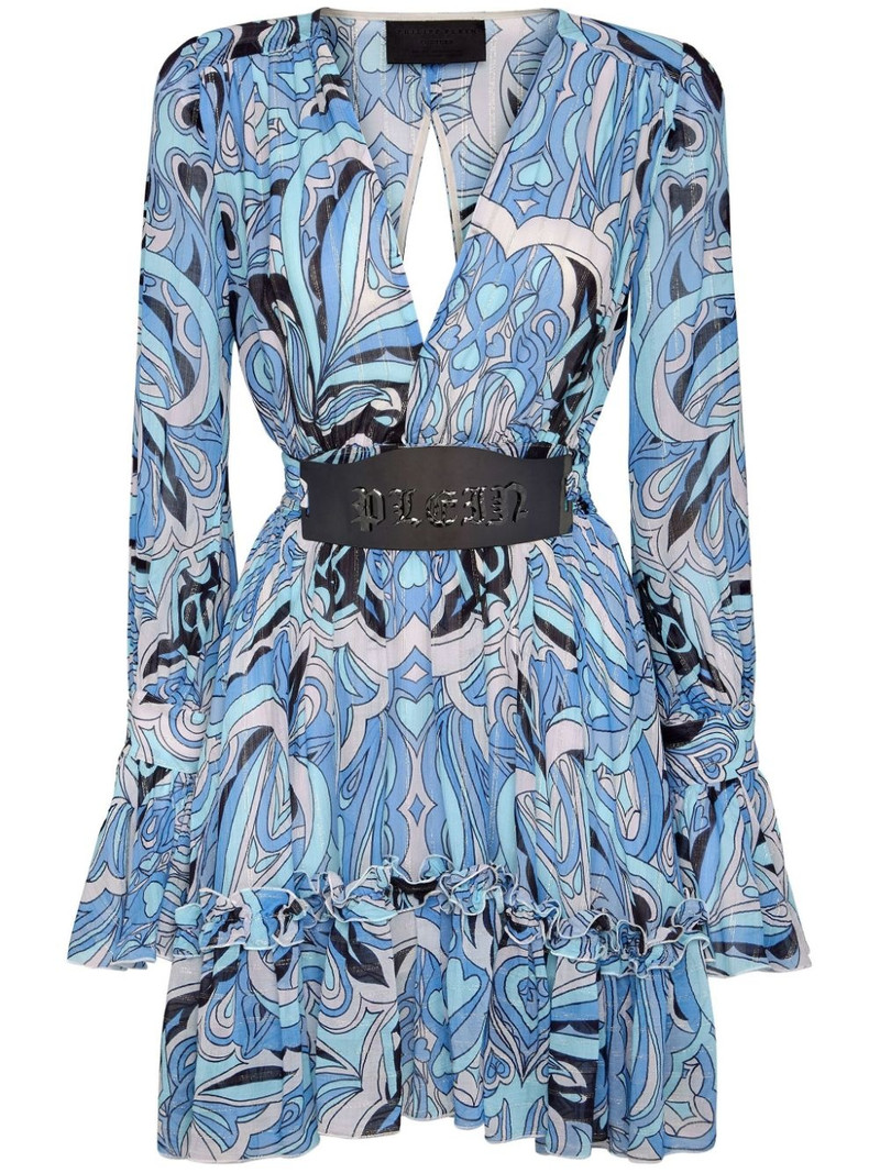 graphic-print long-sleeved minidress 1