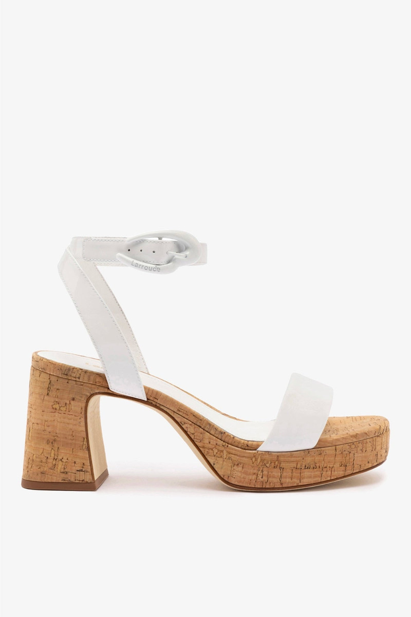 Dolly Verona Low Sandal In White Patent Leather and Natural Cork 1